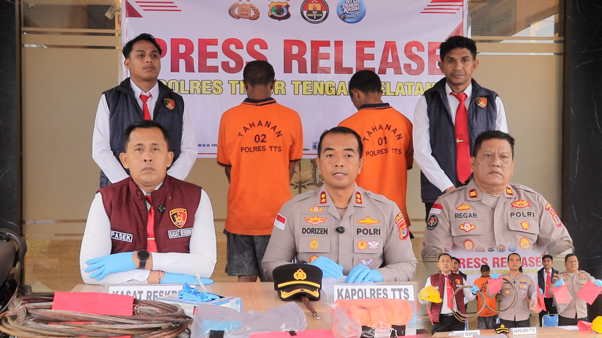 Polres TTS Ungkap Sindikat Pencurian Kabel PLN, Dua Mantan Tenaga Outsourcing Jadi Tersangka