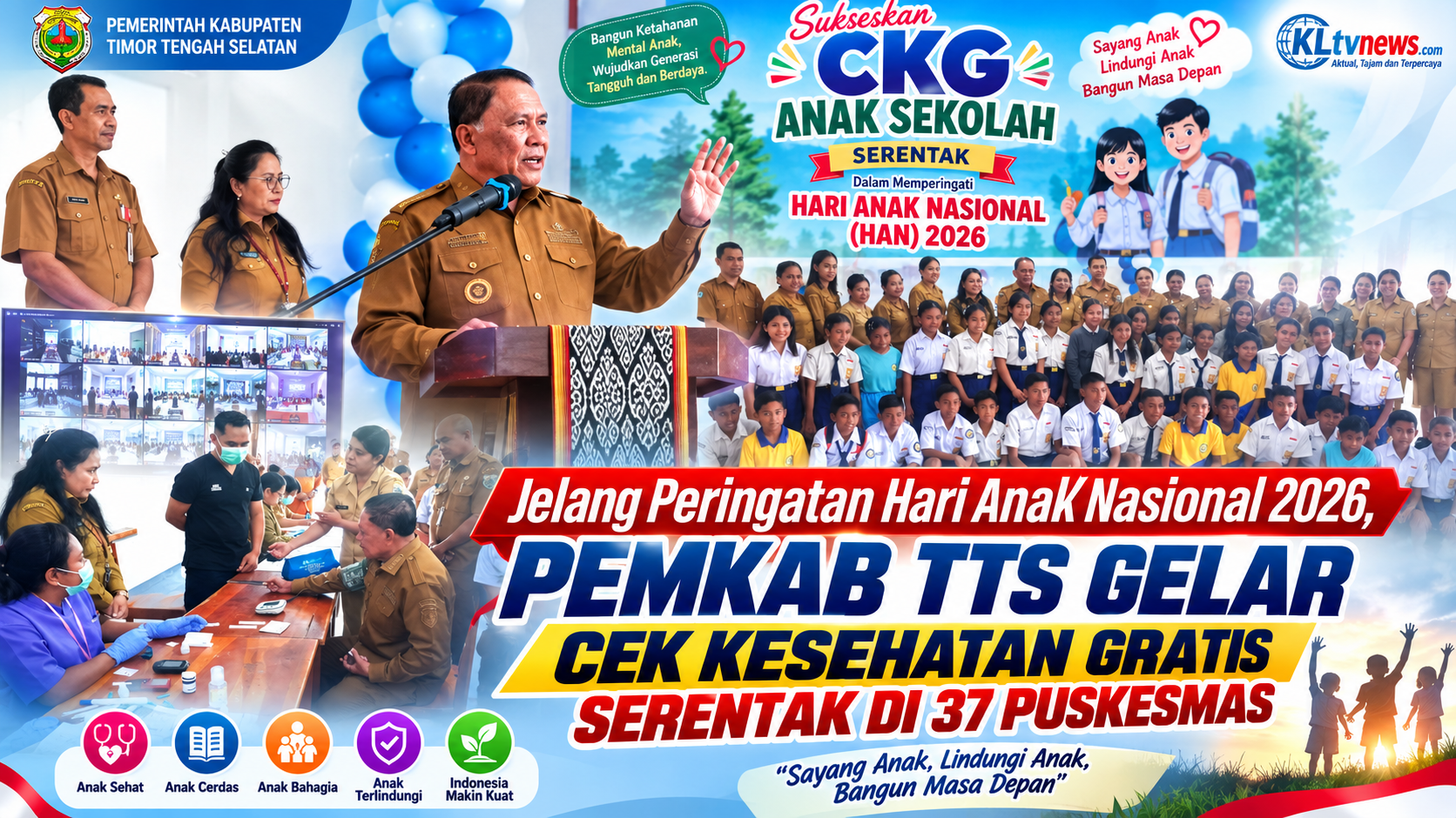  Jelang Peringatan Hari Anak Nasional 2026, Pemkab TTS Gelar Cek Kesehatan Gratis Serentak di 37 Puskesmas