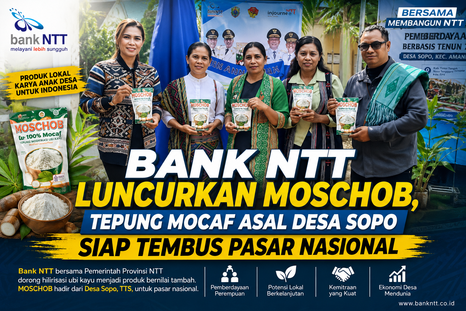 Bank NTT Luncurkan Moschob, Tepung Mocaf Asal Desa Sopo Siap Tembus Pasar Nasional